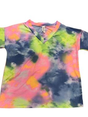 Haptics V-Neck Tie Dye T Shirt Neon Hippie